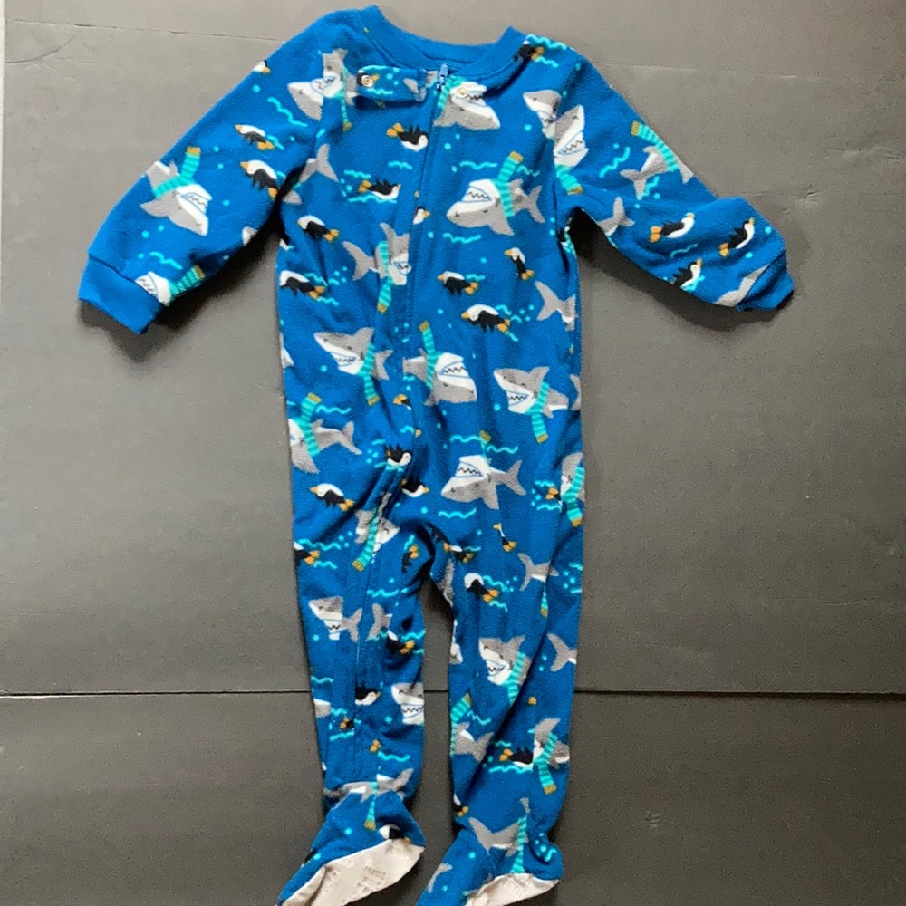 Carter's Just One You Swordfish/Penquin Blue One Piece Foostie Pajamas Sz18 mo